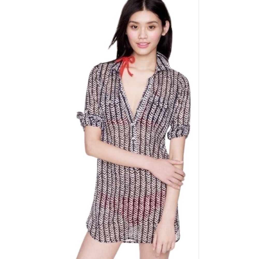 J. Crew brand Herringbone Striped Tunic Button Down
Women’s Size Small
